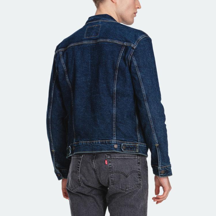 Levis FW22 Solid Color Turn Casual Denim Jacket Men Outerwear Blue 72334-0322