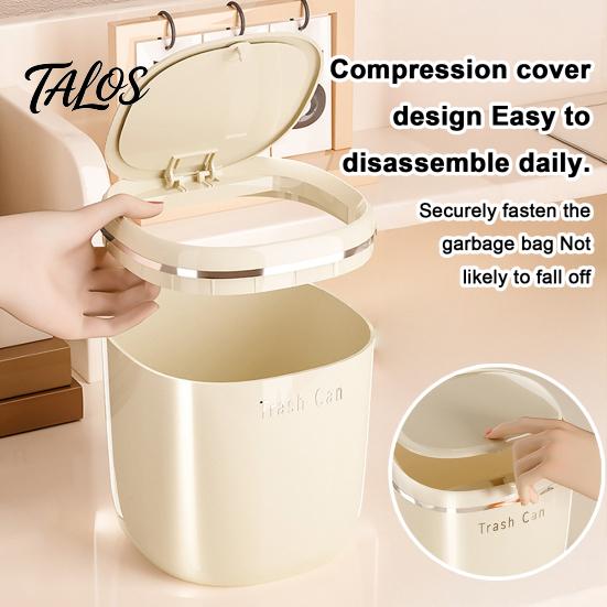 Small Garbage Can for Car Desktop Trash with Pop-up Cover, Waterproof Mini Compact Waste Countertop Storage Bin, PP Container Desk Office And Bathroom