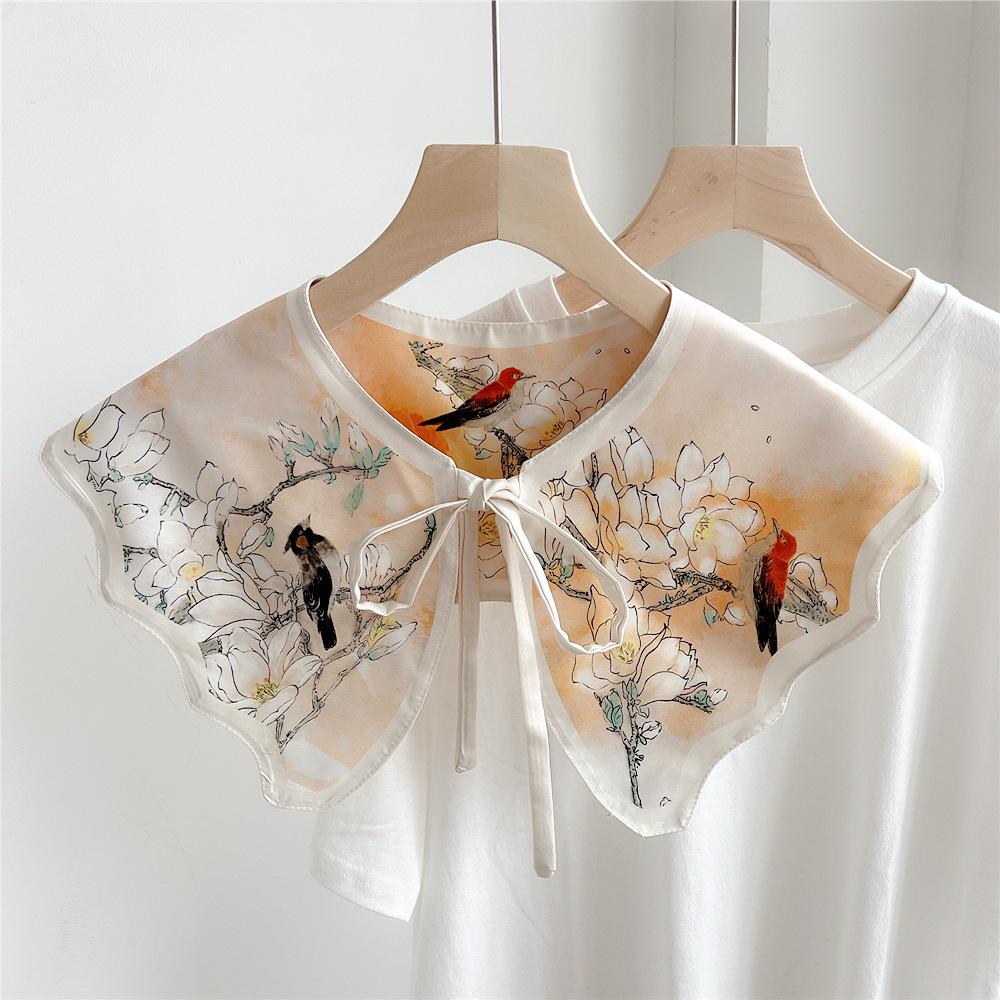 Women's Lightweight Shawl Scarf - Spring/Autumn, All-Match Print, Korean Chic Decorative False Collar