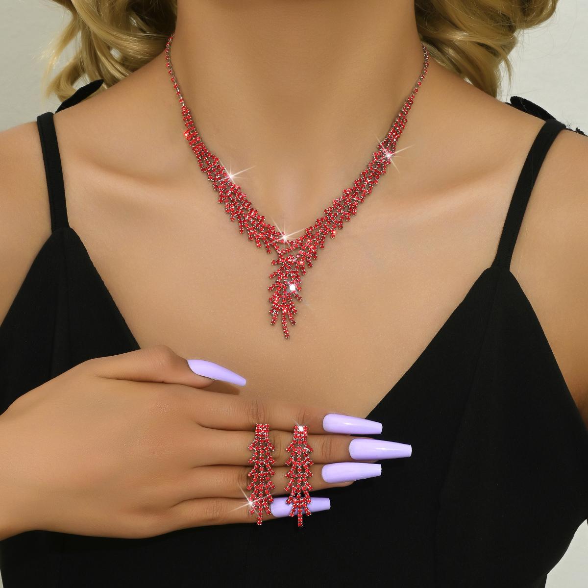 

3 предмета женской модной цепочки-цепочки с когтями, серьги-листья, комплект ювелирных изделий, свадебный банкет, вечеринка, праздничные подарки красный