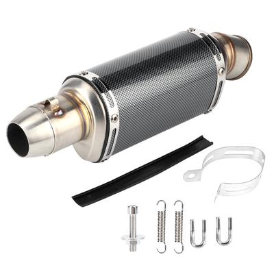 51mm 2in Short Exhaust Pipe Universal Modified Carbon Fiber Style Motorcycle Scooter Street Bike