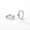 Modian Fashion 925 Silver Blue Round Opal Charm Female Ear Buckle For Women Fine Jewelry Hypoallergenic Hoop Earrings