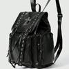 Sac à dos Lavé Motif Litchi Cuir PU Rivets Style Locomotive Sac à dos Croisé Grande Capacité Sac pour Femme