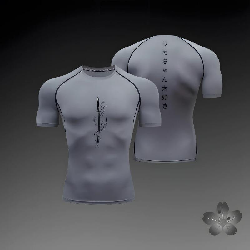 2026 Anime Graphic Compression Shirts for Men Athletic Quick Dry Tshirts Tees Tops Gym Workout Undershirts Short Sleeve Rash Guard