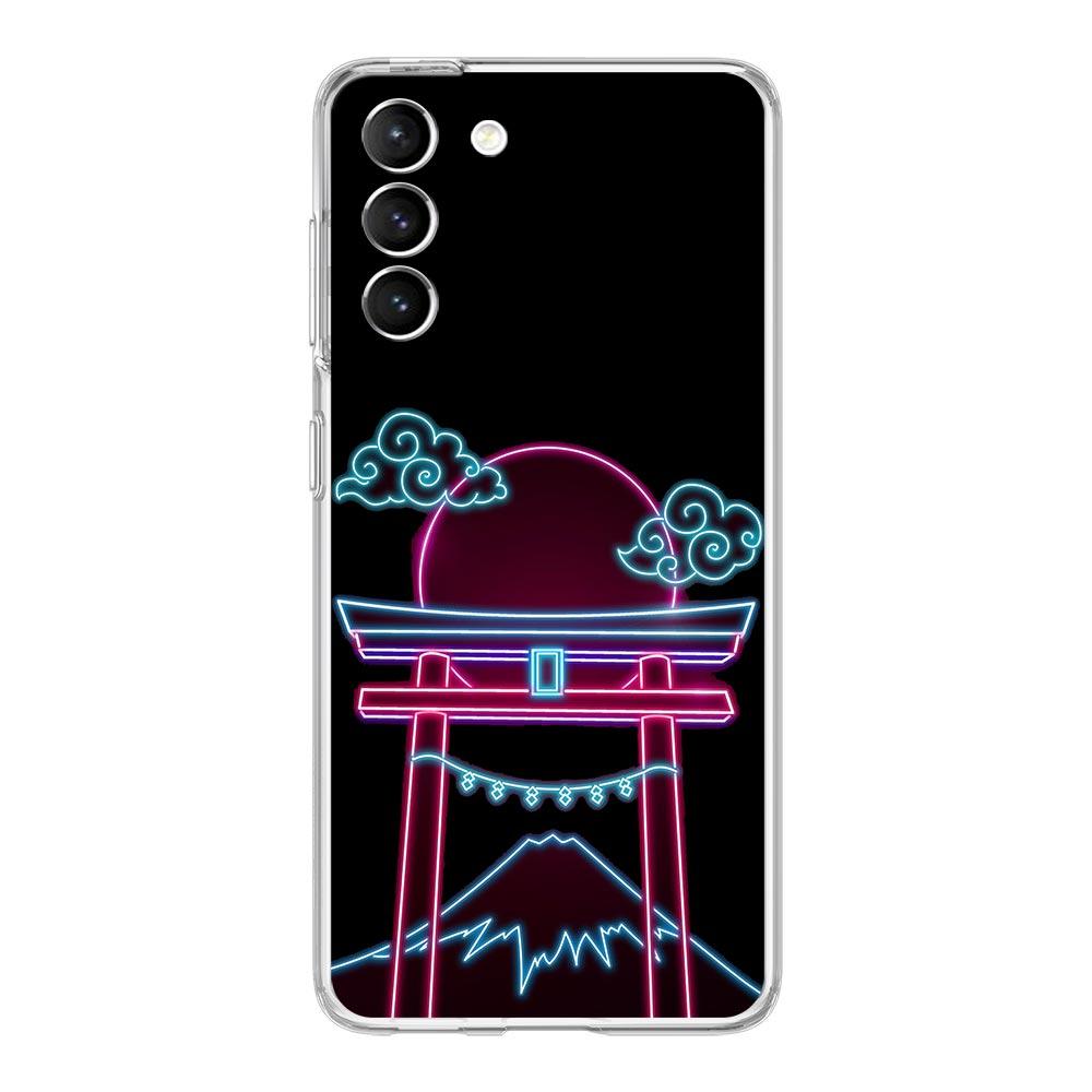 Flamingo Neon Flower Wave Art Phone Case For Samsung Galaxy S22 S21 S20 FE Ultra 5G S10 S10E S9 S8 Plus Note 10 20 Clear Cover