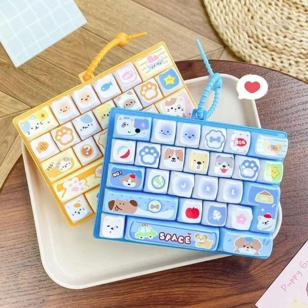 Animals Theme Mechanical Keyboard Pressable Keys Candy Color Keycap Keychain Desk Accessory