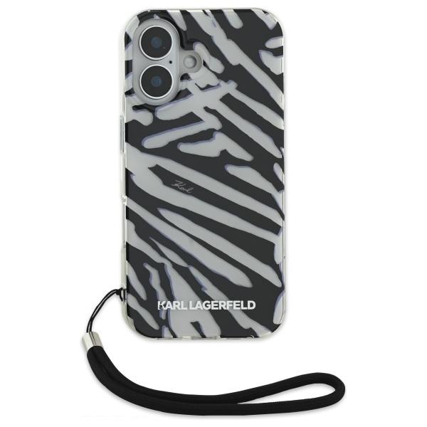 Karl Lagerfeld Klhcp16Shzbpkcck Iphone16 6.1 Czarny/Black Hardcase Iml Zebra Pattern & Cord