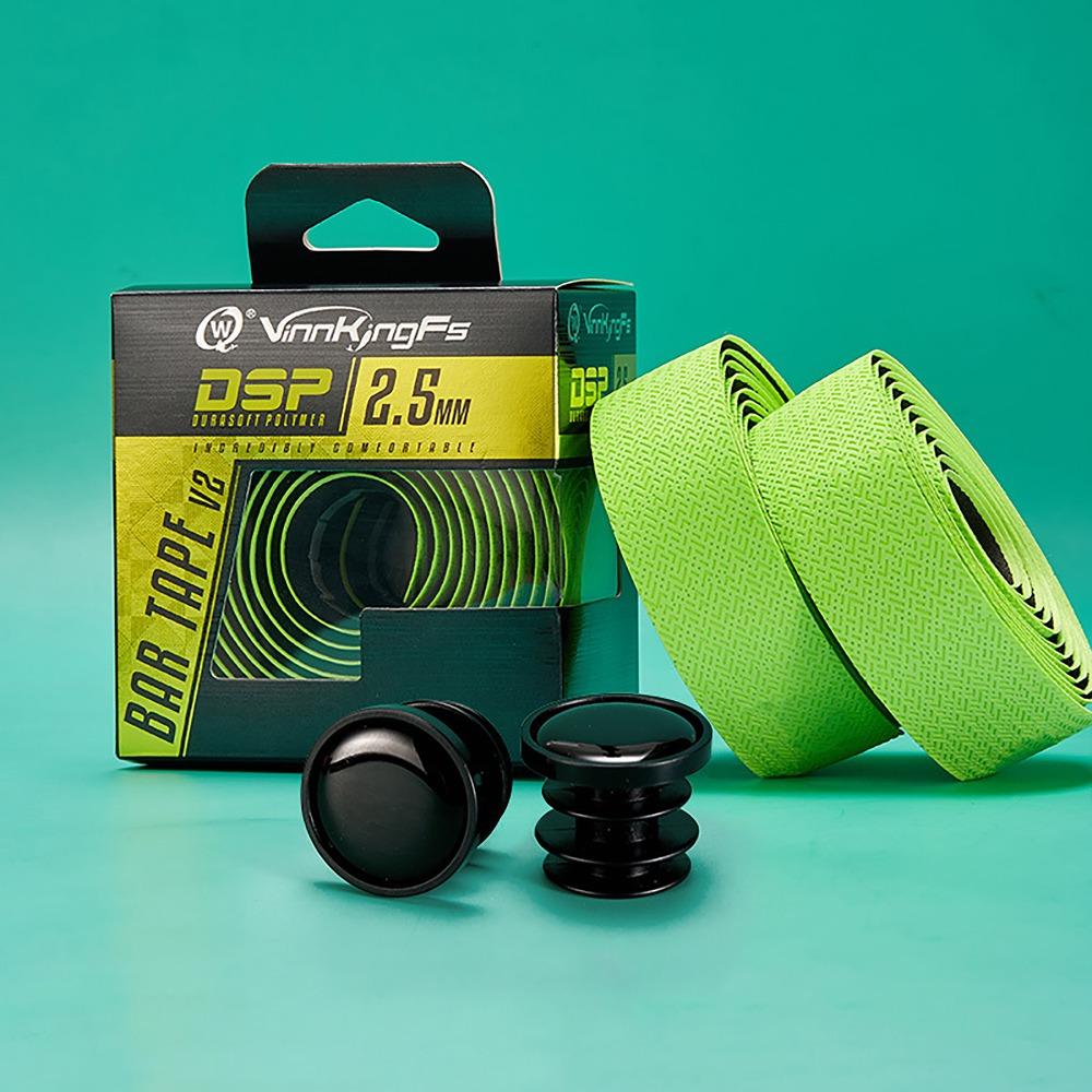 

1 пара дышащей велосипедной ленты для руля с 2 заглушками для руля для горного велосипеда Hexagon shape-green