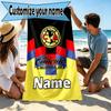Custom Name Personalized Club America Print Beach Towel, for Trip Camping Beach Party Home Decor, Birthday Gift for Family & Friends