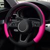 LABBYWAY Steering Wheel Cover, Universal Fit 15 Inch Microfiber Leather Car Wheel Protector, Anti-Slip, Pink