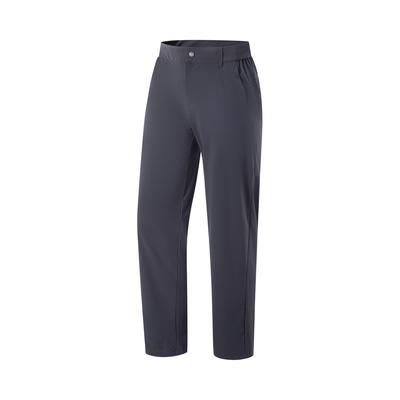 Calças Casuais Masculinas de Cor Sólida Respiráveis de Cintura Média e Perna Reta AKYV149-3 Azul-Marinho