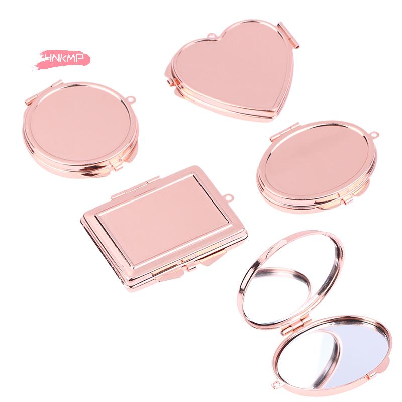 Mini Klappspiegel Schlüsselanhänger - rund Herz Oval Quadratische Form Doppelseitig Kosmetischer Metall Make-up Spiegel für Unterwegs Zubehör