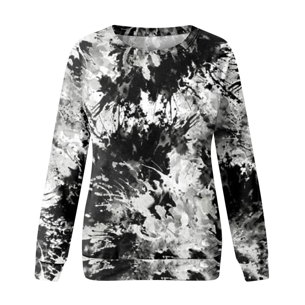 Women's Casual Fashion  Print Long Sleeve O-Neck Pullover Top