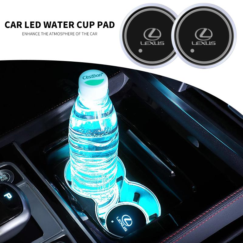 Car Luminous Water Cup Pad LED Atmosphere Light For Lexus F-SPORT ES RX NX LS UX LM LX GX LC RZ IS CT GS RC HS SC TX Accessories