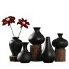 Zen Black Ceramic Mini Vase for Dried Flowers - Retro Chinese and Japanese Style