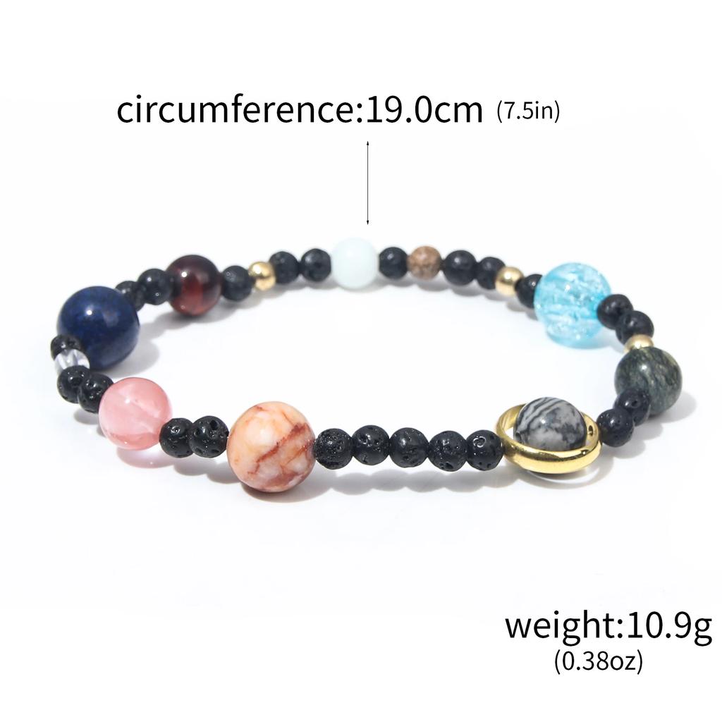 Fashion Planets Bracelets Cosmic Solar System Galaxy Stretch Bangles for Women Men Unisex Handmade Jewelry Accessories Gifts