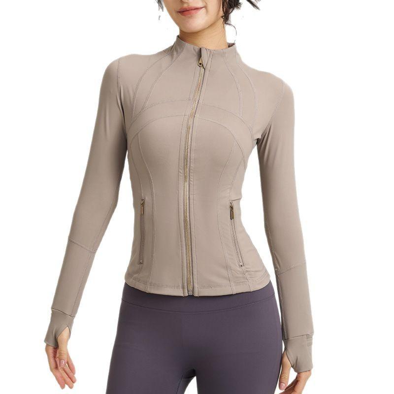 Sports cardigan women's nude fitness clothes stand-up collar long-sleeved jacket shapewear running tights slim yoga clothes