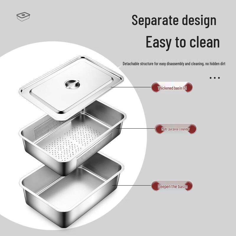 304 Stainless Steel Deep Rectangular Food Tray