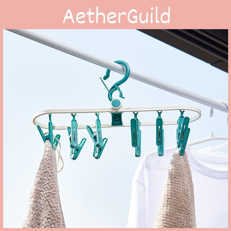 Convenient Foldable Plastic Socks Drying Rack With Clips For Dormitory Use