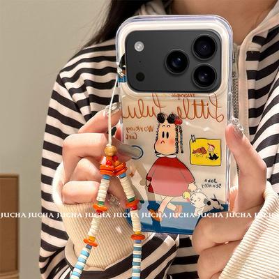 Applicable To Apple 17 Mobile Phone Case with Lanyard Anti-drop Iphone16pro Silicone Cartoon Girl Puppy