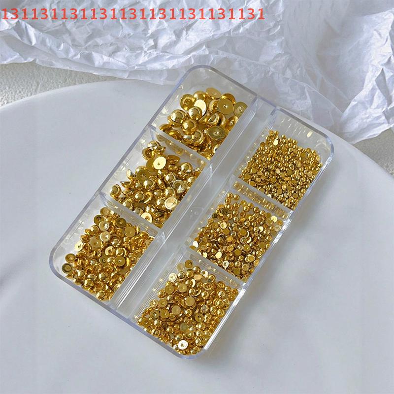 Metal Rivets Charms for Manicure Decorations 6 Grids 3D Gold Silver Half round Ball Nail Art Studs