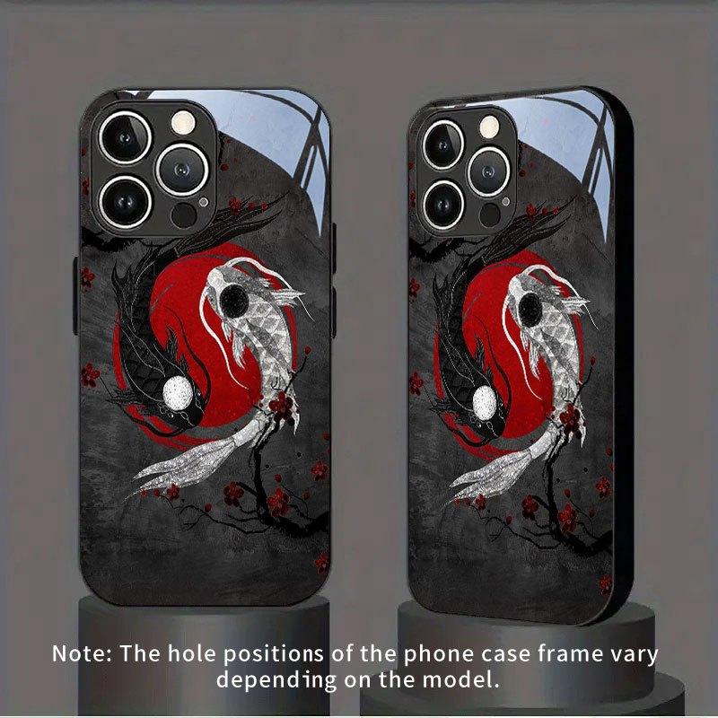 Koi Hongmei tempered glass phone case suitable for iPhone 17 16 15 14 13 12 11 Pro/Max/Plus anti drop and shockproof back cover