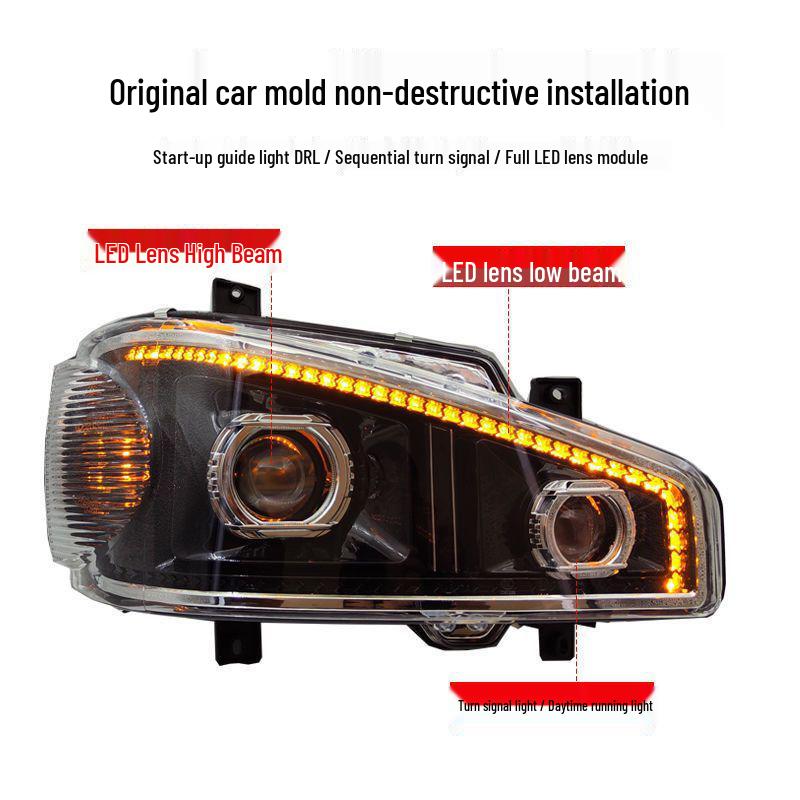 Super Bright Dynamic All-LED Headlights for Jiefang J6/J6P/J6M Dual-Lens Black & Gold Model Standard