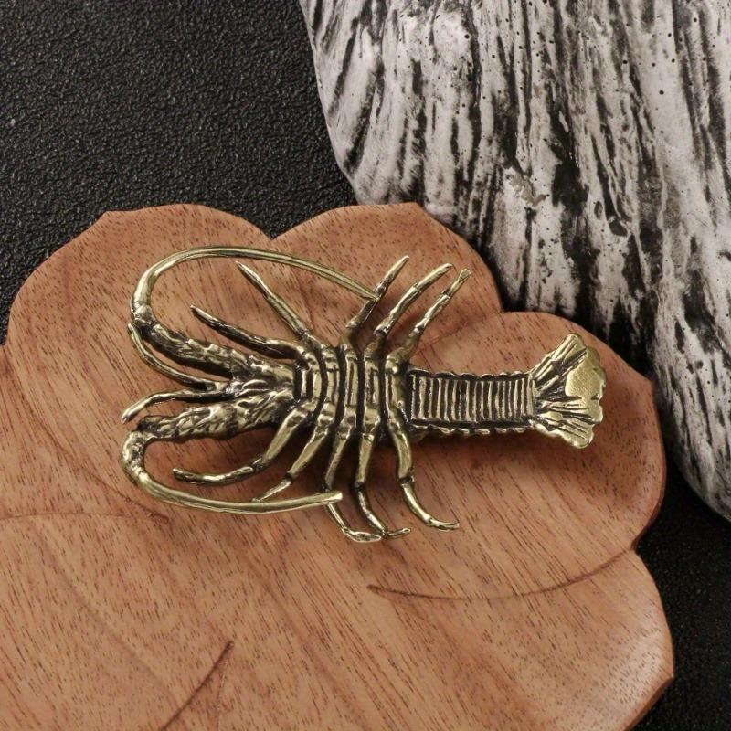 Brass Lobster Figurine Copper Carving Handcrafts Desk Decoration Tea Pet Decorative Souvenir Vintage Home Decor Gift