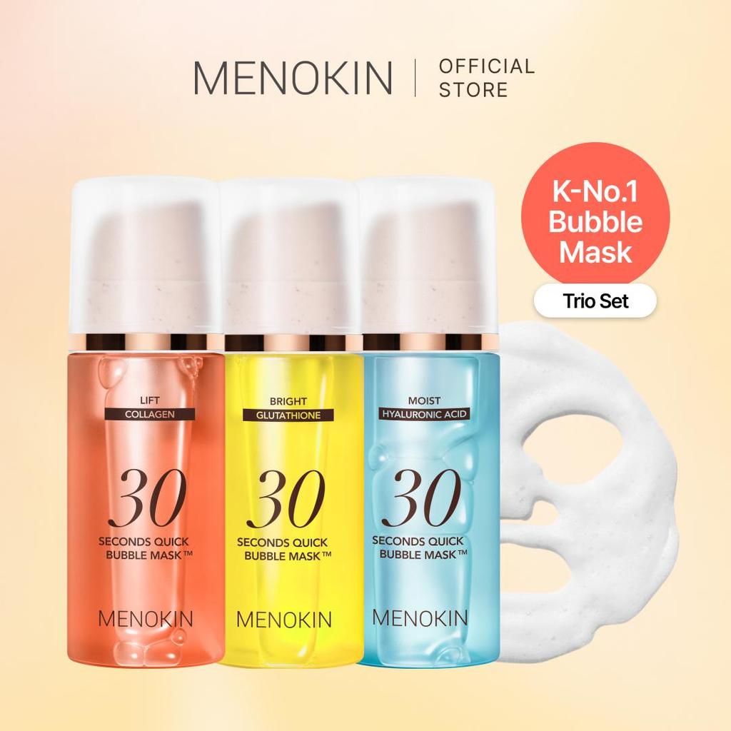 Menokin 30 Seconds Quick Bubble Mask (TRIO SET) 2 Sets To Choose, Korean Glass Skin Facial Mask