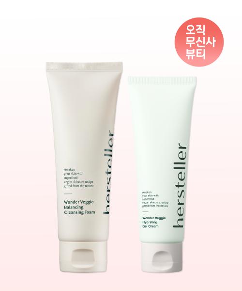 [SET] Wonder Veggie Makeup-Enhancing Moisture Gel Cream 80ml + Mildly Acidic Balancing Cleansing Foam 120ml