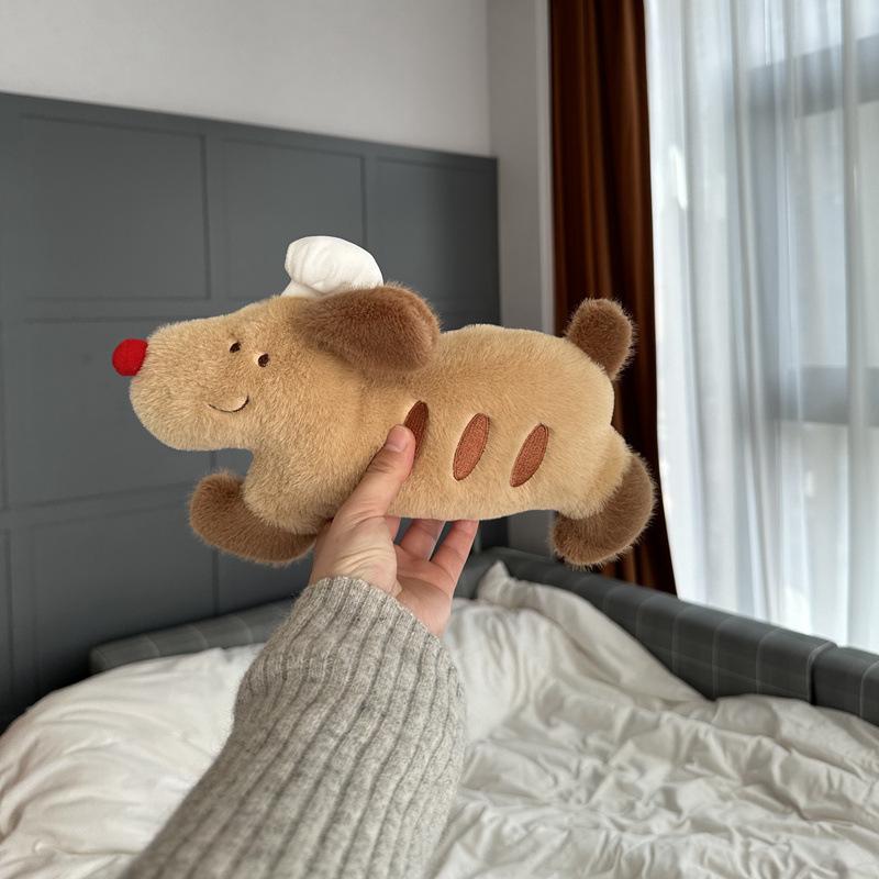 New Original Toy Chef Baguette Dog Healing Cushion Soft and Comfortable Plush Puppy Pillow