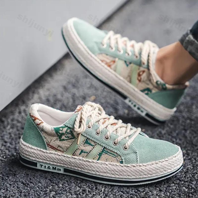 Men's Shoes Fashion Casual Sneakers 2025 Spring New Trendy Korean Lace-Up Comfortable Non Slip Canvas Student Skateboard Shoes