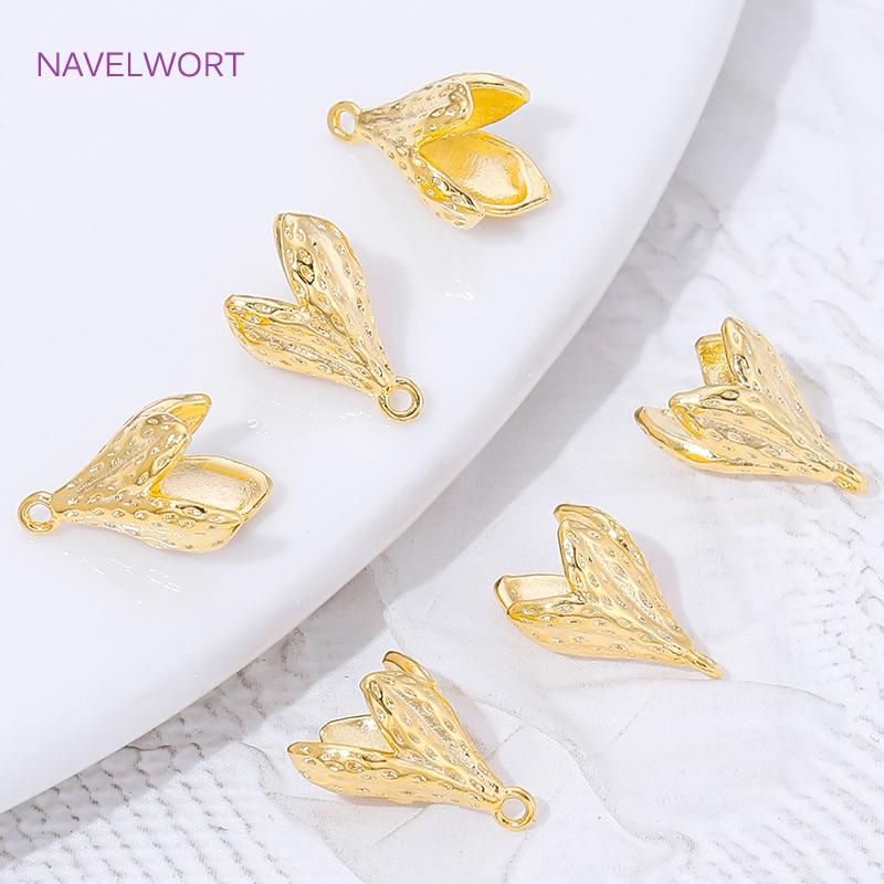 18K Gold Plated Brass Flower Bud Beads Caps with Pearl Mounting Connectors,Bail For Jewelry,DIY Necklace Making Accessories