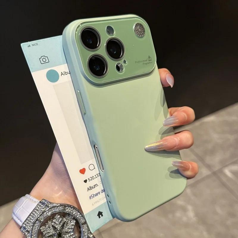Liquid Silicone Soft Phone Case With Lens Fragrance Protection For iPhone 16 15 Plus 14 13 17 Pro Max 11 Plain Shockproof Cover