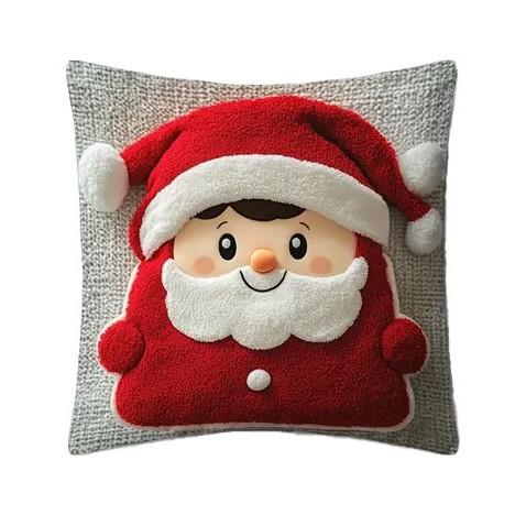 Funda De Cojín Navideña Con Estampado 2D De Pap Noel Y Patrn De Reno, Funda De Almohada De Felpa Suave Para Decoracin
