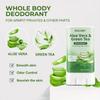 Aloe Vera & Green Tea Deodorant Stick 72 Hour Long-Lasting Deodorizing Fresh Scent All Day for Hands, Feet, Face and Underarm
