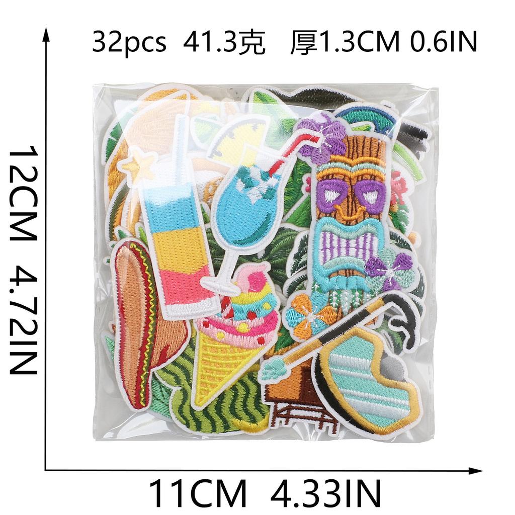 Cabin Embroidery Cloth Sticker Hawaii Travel Decoration Patch Sticker Yay Tree Pineapple Computer Embroidery Patch Flamingo