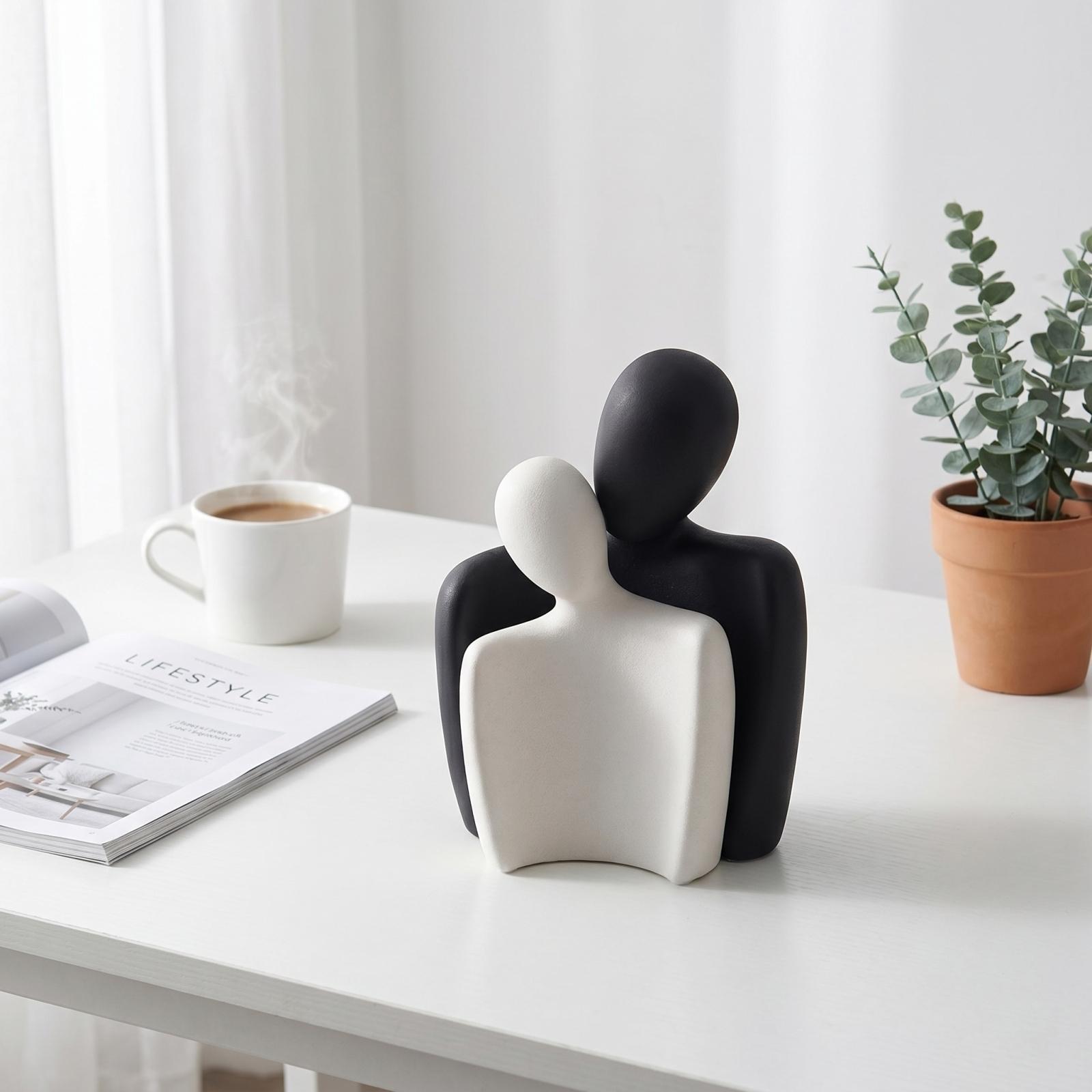 

Creative Abstract Embrace Couple Sculpture Decorative Figurine for Home Office Desk Art Modern Minimalist Design Resin Material one size