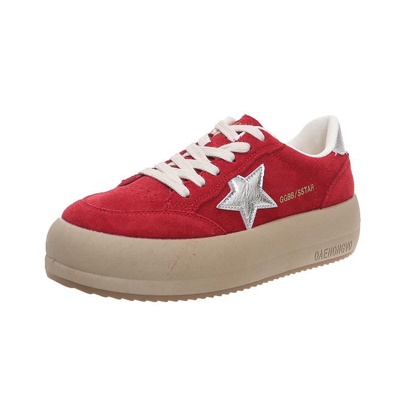

Platform women s shoes new spring and autumn stars little white shoes casual sports board shoes canvas shoes bread shoes 35 червоний