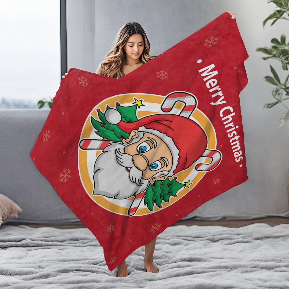 Santa Claus Throw Blanket Christmas Holiday Cozy Warm Decorative Gift Festive Home Decor Holiday Gift Idea Cozy Blanket Gift