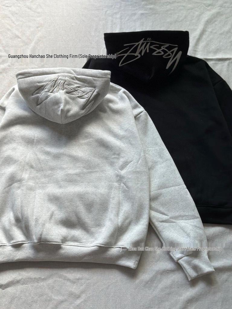 Sudadera con Aplicación Trasera SS23: Nuevo Gorro con Cremallera Retro de Alta Calle con Logo Bordado