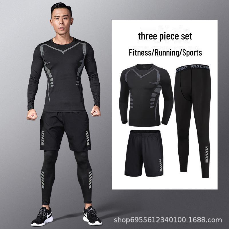 Férfi Gyorsan Száradó Magas Rugalmasságú Edzőrövidnadrág Szett: Futás, Kosárlabda, Kompressziós Leggings