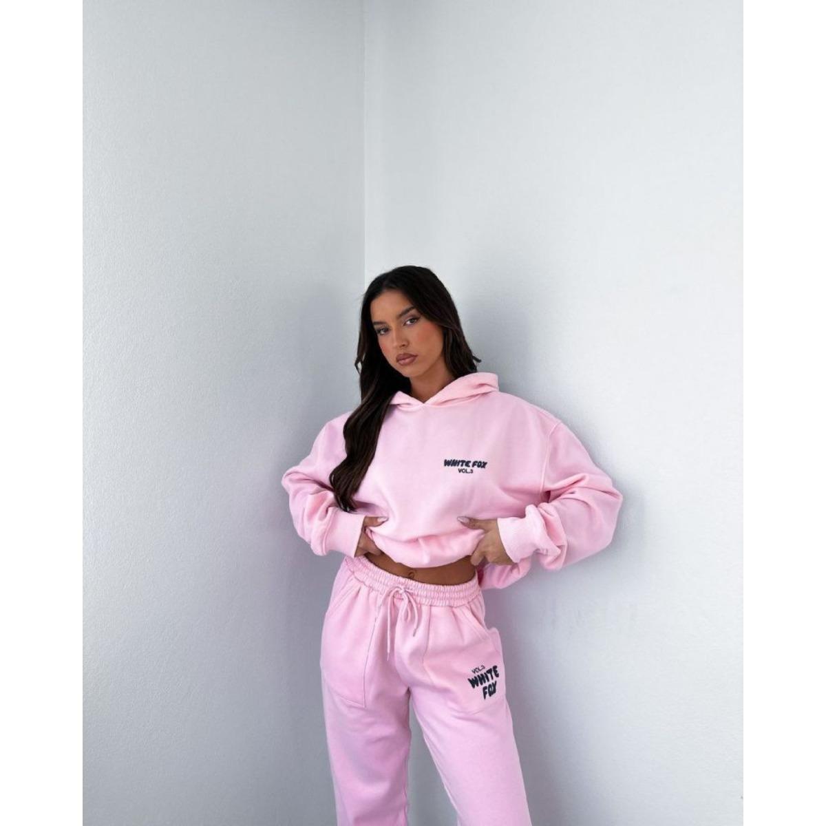 

GLYDE Ladies Hooded Sportwear Two Piece Set Fleece Lined Long Sleeve Hoodie & Printed Jogger Pants Set Spring Autumn Outfits M