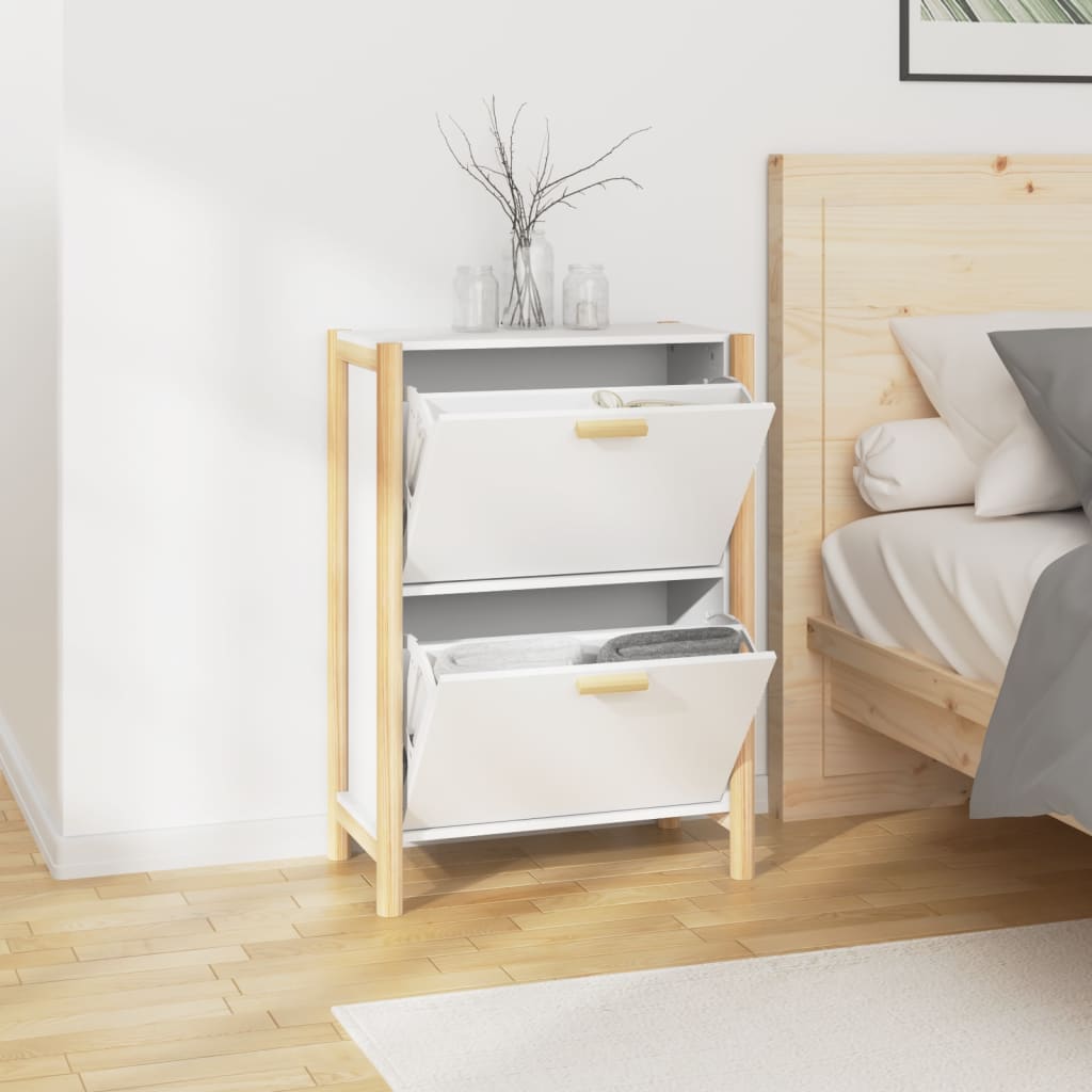 Shoe Cabinet White 57.5 X 33 X 80 Cm Engineered Wood