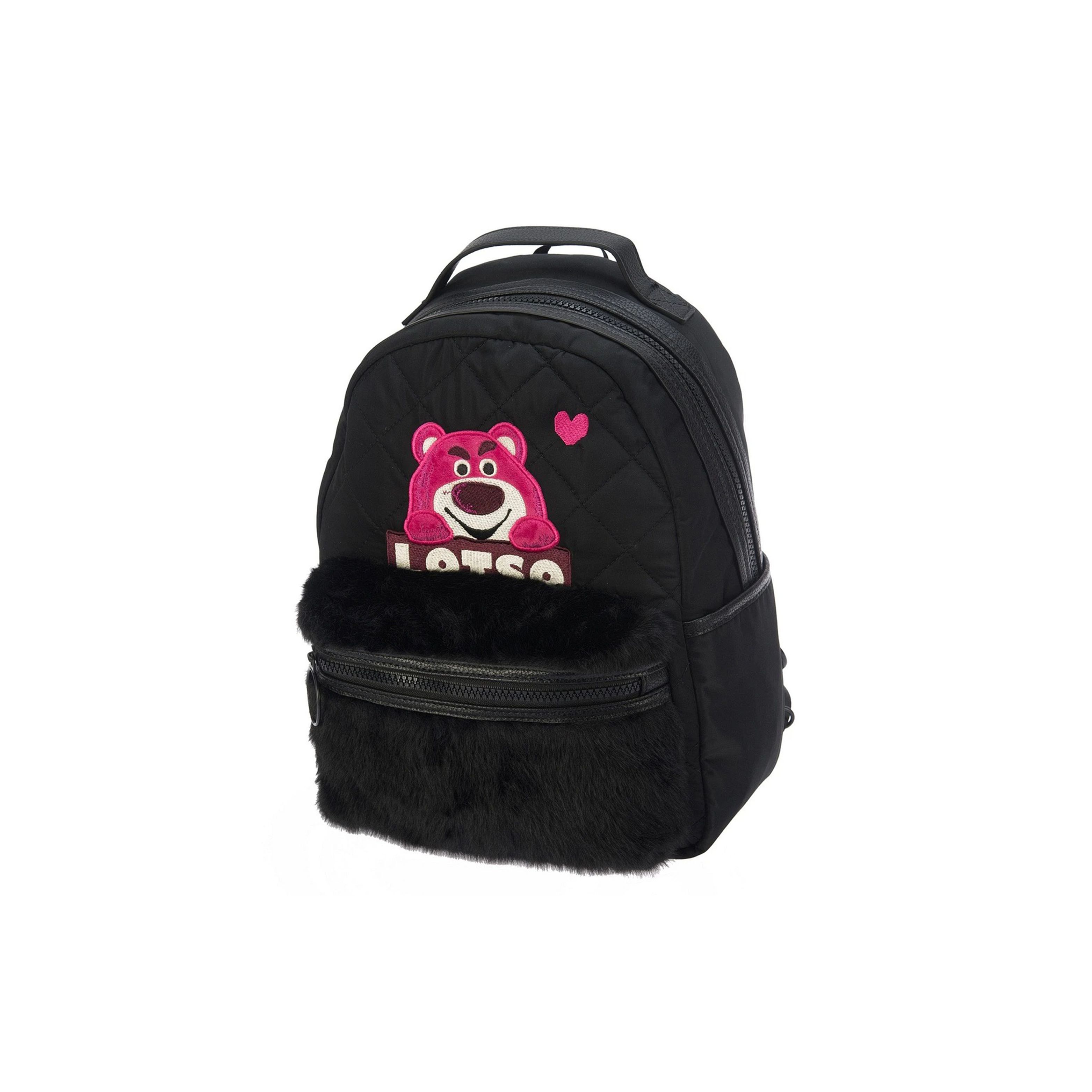 Li Ning X Disney Pixar Strawberry Bear Series Polyester Sports Fashion Pattern Letter Zipper Student Backpack Women Backpack Black ABSR202-1 Black