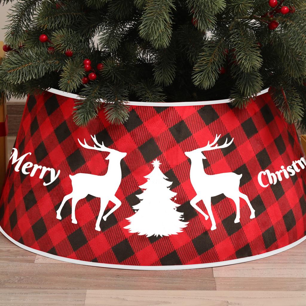 3D Round Plush Christmas Tree Skirt - Decorative Tree Base Cover Festive Christmas Scene Fence Ideal for Holiday Decorations