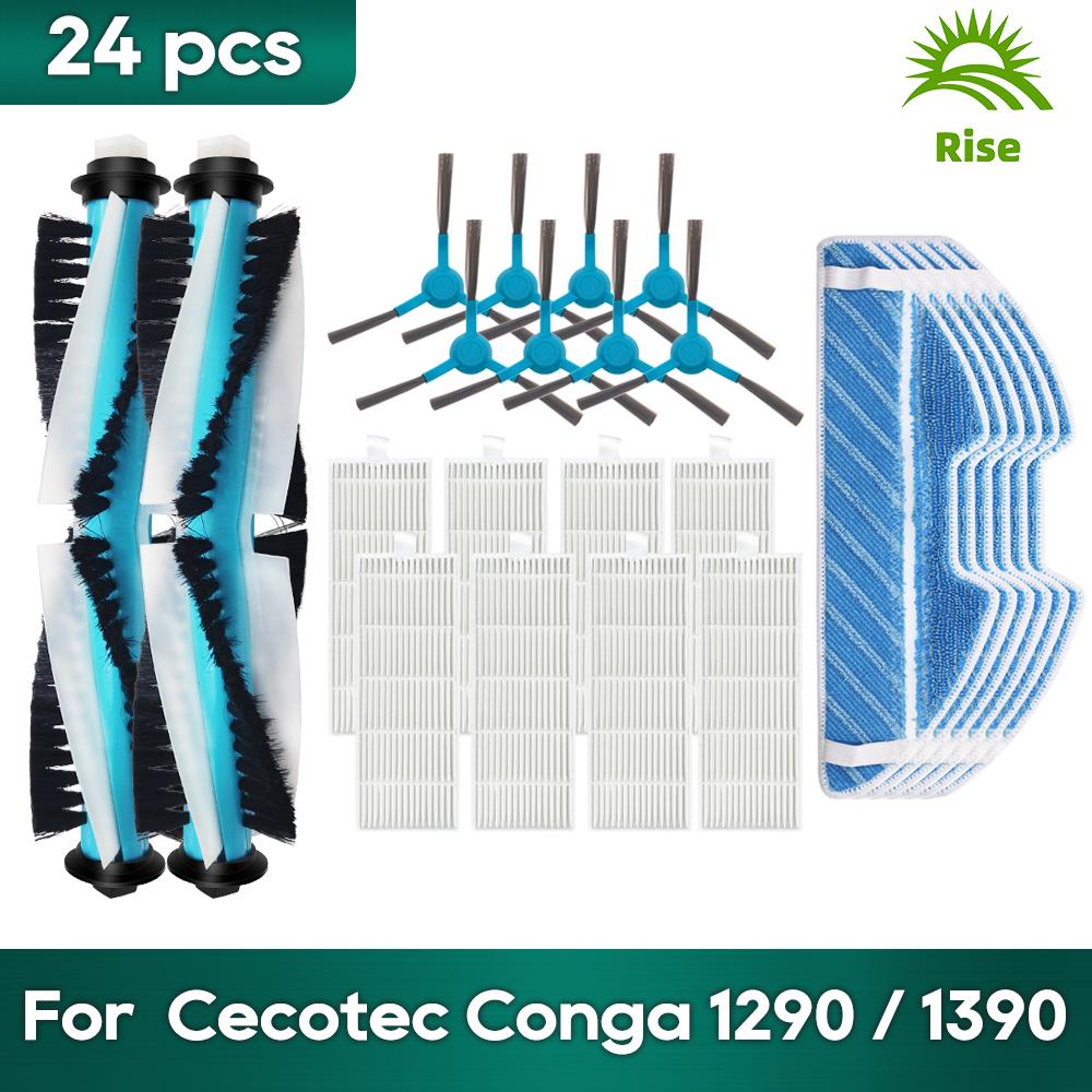 Compatible For Cecotec Conga 1290 / 1390 / 1590 Robot Vacuum Replacement Parts Roller Brush Rag Mop Cloth Hepa Filter