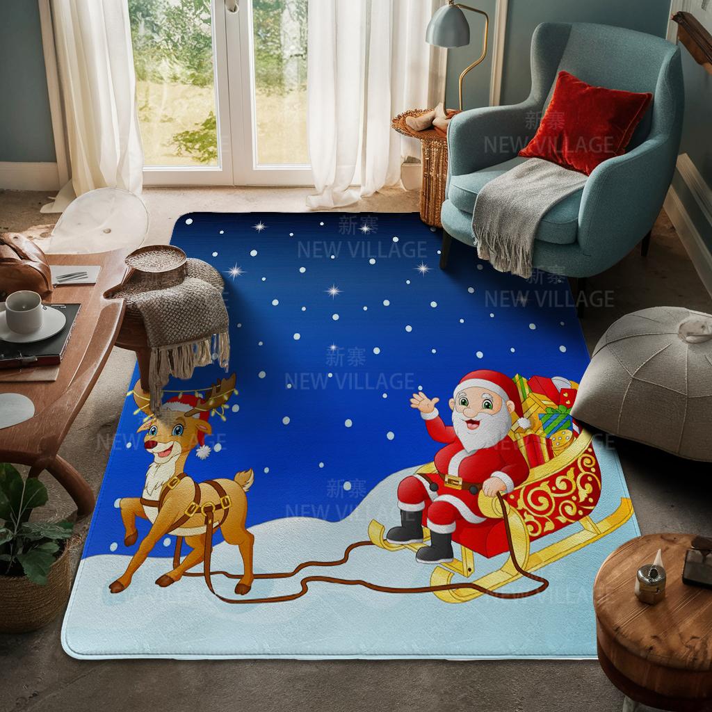 House Entrance Carpet Home Door Mat Living Room Bath Foot Bathroom Non-slip Water Absorption Rugs Bath Merry Christmas Winter