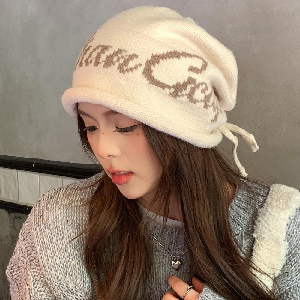 Neuer Stil Lässige Mode Wintermützen Trendige Beanies Mütze für Damen Streetwear Dandy Hut mit Kordelzug Winter Strickmützen