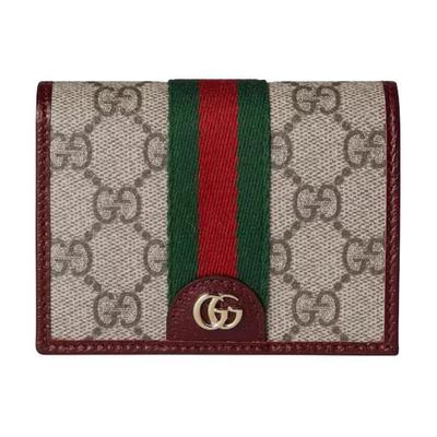 Ophidia Canvas With Leather Wallet Small Women's Beige & Dark Brown 838487-FAE0L-9789